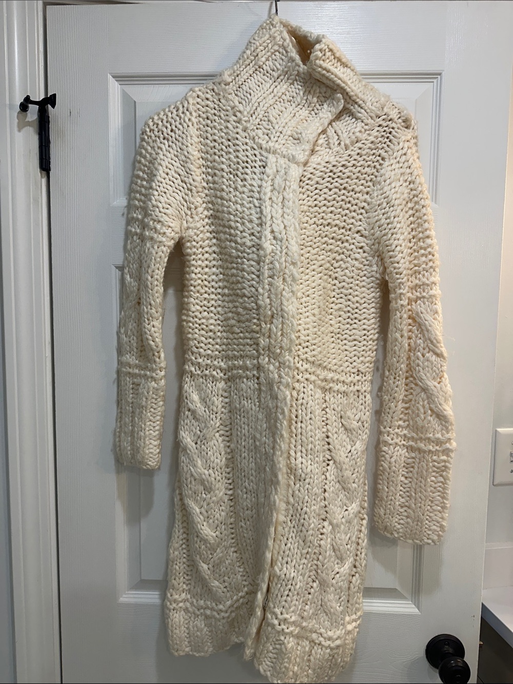 Moda International Cream Cable-Knit Long Cardigan